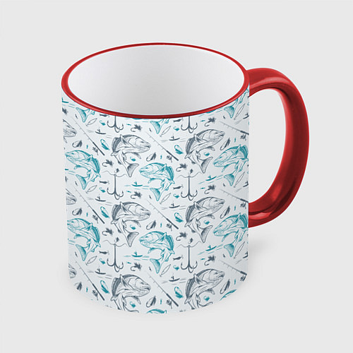 Кружка цветная Рыбалка / 3D-Красный кант – фото 1