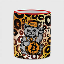 Кружка 3D BitCoin кот, цвет: 3D-красный кант — фото 2