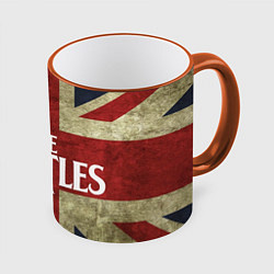 Кружка 3D Битлы на флаге, цвет: 3D-оранжевый кант