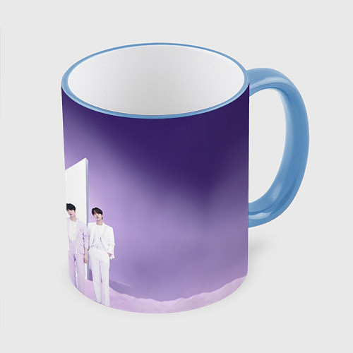 Кружка цветная BTS Purple / 3D-Небесно-голубой кант – фото 1