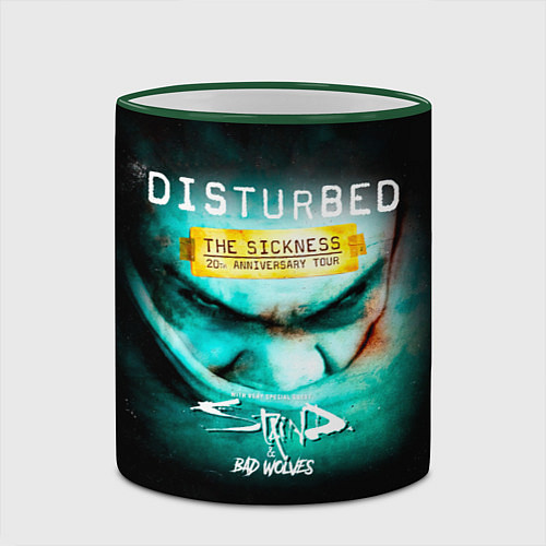 Кружка цветная The Sickness - Disturbed / 3D-Зеленый кант – фото 2