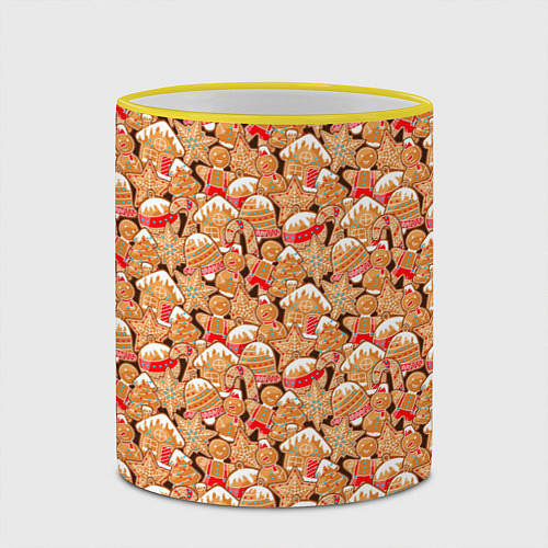 Кружка цветная Праздничное Печенье / 3D-Желтый кант – фото 2
