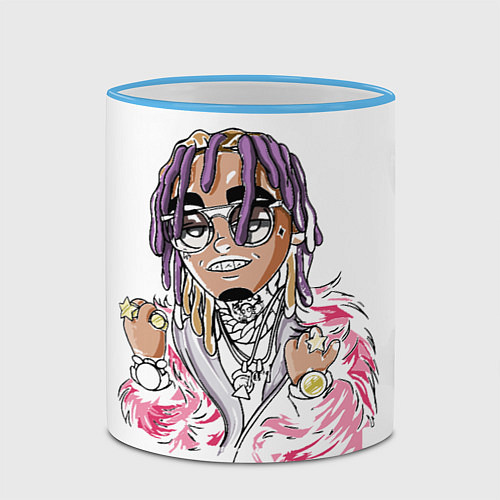 Кружка цветная Лил памп Lil pump / 3D-Небесно-голубой кант – фото 2