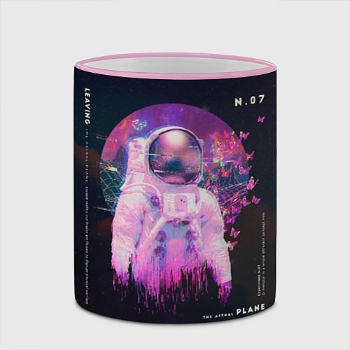 Кружка цветная Vaporwave Astral Astronaut Collage / 3D-Розовый кант – фото 2