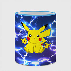 Кружка 3D ПИКАЧУ НА ФОНЕ МОЛНИЙ PIKACHU FLASH, цвет: 3D-небесно-голубой кант — фото 2