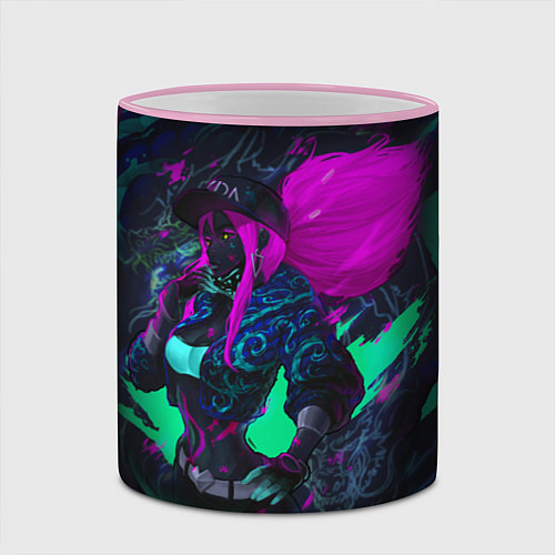 Кружка цветная KDA AKALI NEON АКАЛИ НЕОН LEAGUE OF LEGENDS / 3D-Розовый кант – фото 2