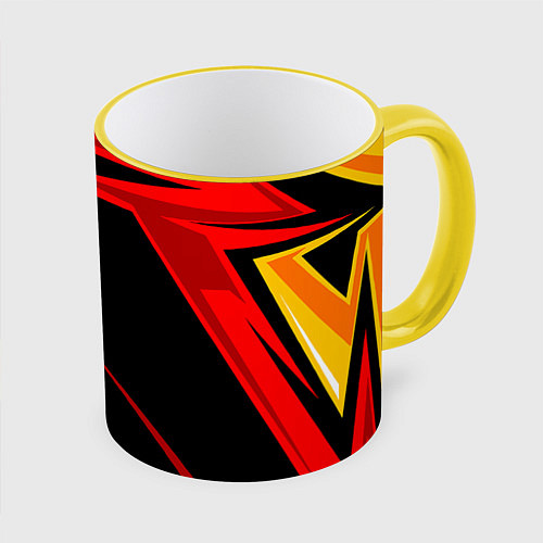 Кружка цветная Уникальные линии / 3D-Желтый кант – фото 1