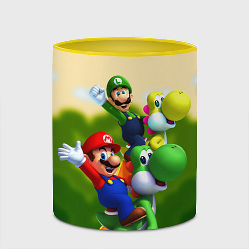 Кружка цветная 3DMario / 3D-Белый + желтый – фото 2