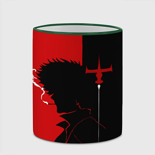 Кружка цветная Ковбой Бибоп с сигаретой / 3D-Зеленый кант – фото 2