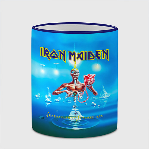 Кружка цветная Seventh Son of a Seventh Son - Iron Maiden / 3D-Синий кант – фото 2