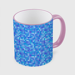 Кружка 3D Голубая пиксель абстракция, цвет: 3D-розовый кант