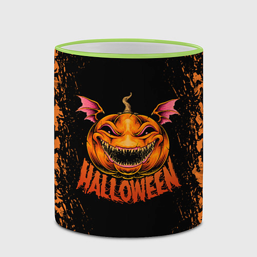 Кружка цветная Веселая тыква на хеллоуин / 3D-Светло-зеленый кант – фото 2