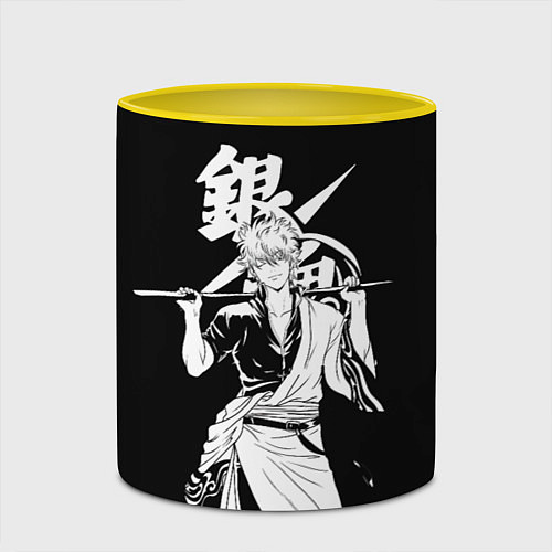 Кружка цветная Гинтоки Саката держит меч Гинтама / 3D-Белый + желтый – фото 2