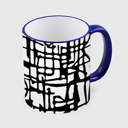 Кружка 3D Черно-Белый мотив Cantabrigiensia, подходящий для, цвет: 3D-синий кант