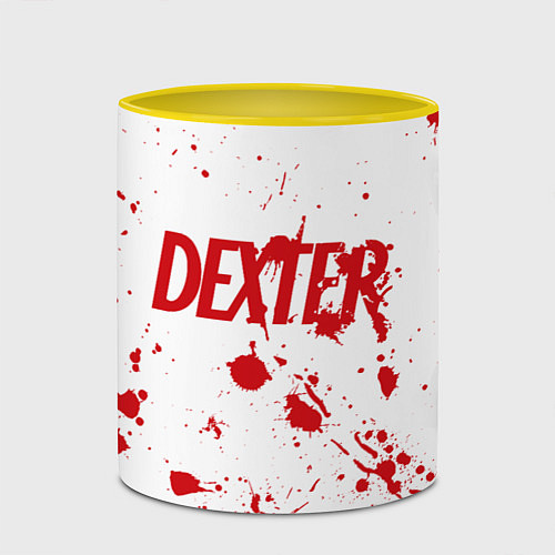 Кружка цветная Dexter logo Декстер брызги крови / 3D-Белый + желтый – фото 2