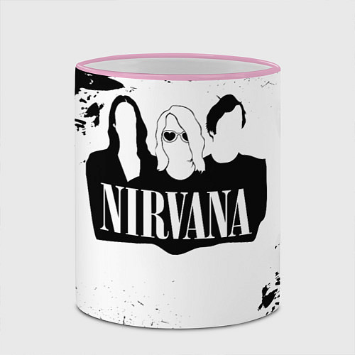 Кружка цветная Нирвана Рок Группа Гранж ЧБ Nirvana / 3D-Розовый кант – фото 2