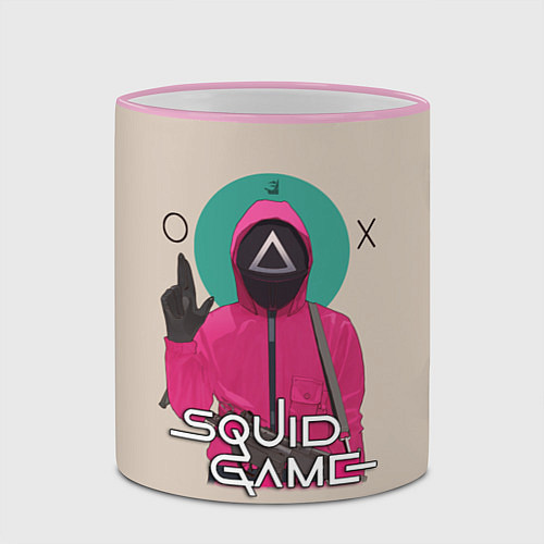 Кружка цветная Squid game - Игра в кальмара треугольник / 3D-Розовый кант – фото 2