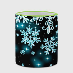 Кружка 3D Космические снежинки, цвет: 3D-светло-зеленый кант — фото 2