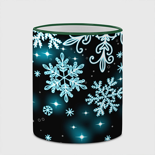 Кружка цветная Космические снежинки / 3D-Зеленый кант – фото 2