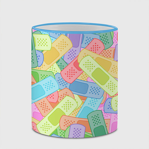 Кружка цветная Цветные пластыри / 3D-Небесно-голубой кант – фото 2