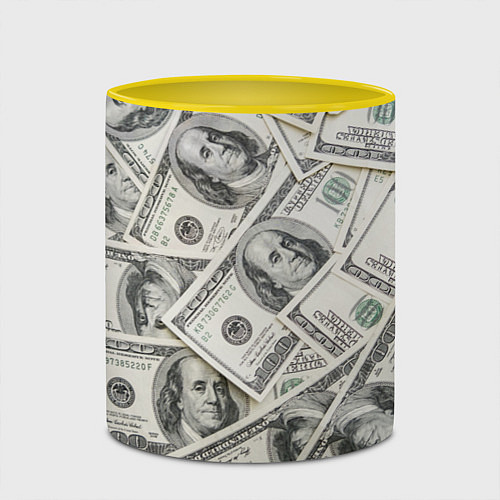 Кружка цветная Dollars money / 3D-Белый + желтый – фото 2