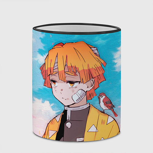 Кружка цветная КЛИНОК РАССЕКАЮЩИЙ ДЕМОНОВ, ЗЕНИТЦУ / 3D-Черный кант – фото 2