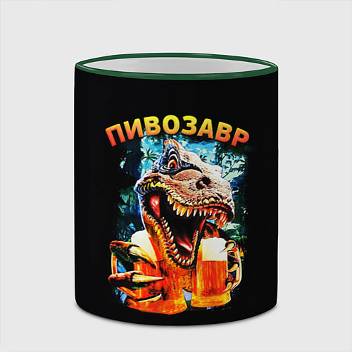 Кружка цветная Пивозавр надпись на спине / 3D-Зеленый кант – фото 2