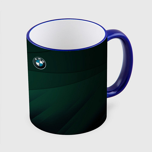 Кружка цветная GREEN BMW / 3D-Синий кант – фото 1
