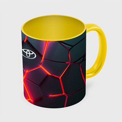 Кружка 3D TOYOTA 3D NEON ТОЙОТА 3Д ПЛИТЫ НЕОН, цвет: 3D-белый + желтый