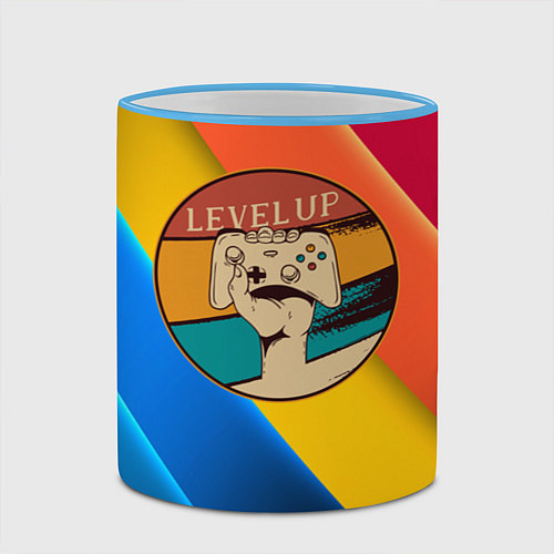 Кружка цветная Джойстик Level Up / 3D-Небесно-голубой кант – фото 2