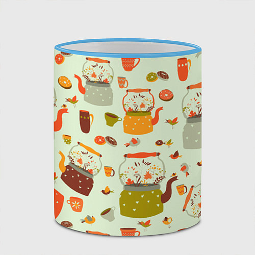 Кружка цветная Осенние чаепитие / 3D-Небесно-голубой кант – фото 2