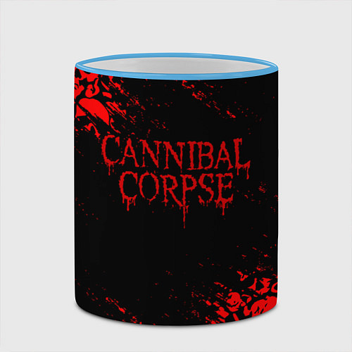 Кружка цветная CANNIBAL CORPSE КРАСНЫЕ ЧЕРЕПА / 3D-Небесно-голубой кант – фото 2