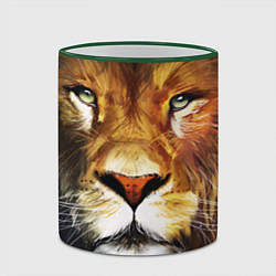 Кружка 3D Лев царь зверей, цвет: 3D-зеленый кант — фото 2