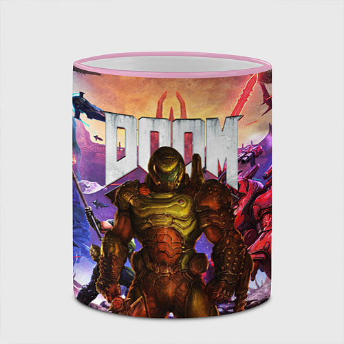 Кружка цветная DOOM ETERNAL ДУМ БИТВА В АДУ / 3D-Розовый кант – фото 2