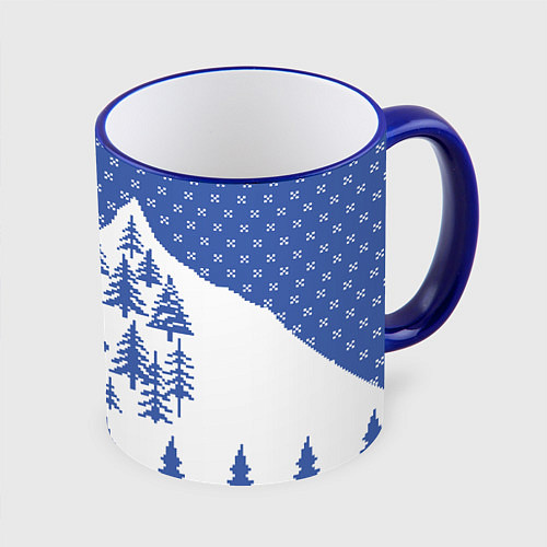 Кружка цветная Горные Олени / 3D-Синий кант – фото 1