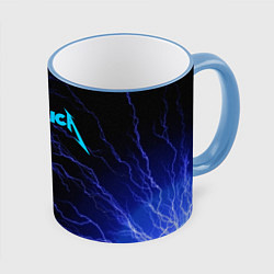 Кружка 3D METALLICA BLUE FLASH МЕТАЛЛИКА СИНИЕ МОЛНИИ, цвет: 3D-небесно-голубой кант