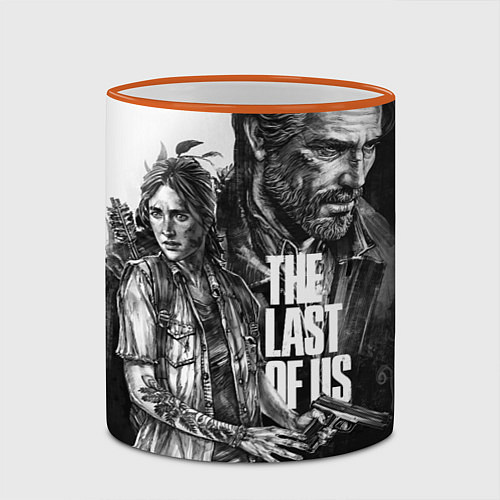 Кружка цветная THE LAST OF US ЧЁРНО БЕЛЫЙ / 3D-Оранжевый кант – фото 2