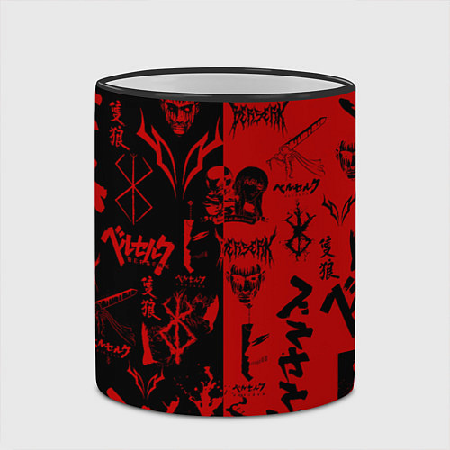 Кружка цветная BERSERK BLACK RED БЕРСЕРК ПАТТЕРН / 3D-Черный кант – фото 2