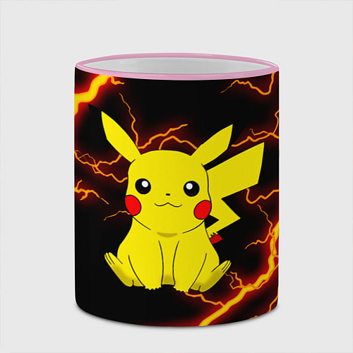 Кружка цветная PIKACHU PIKA PIKA РАЗРЯДЫ МОЛНИЙ / 3D-Розовый кант – фото 2