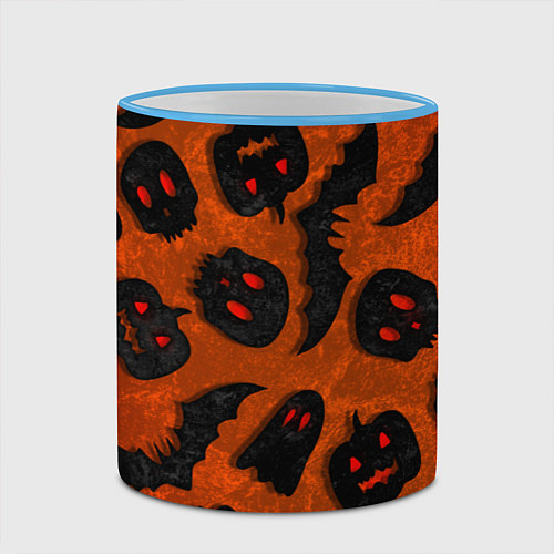 Кружка цветная Halloween print / 3D-Небесно-голубой кант – фото 2