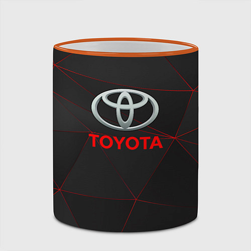 Кружка цветная Toyota Тонкие линии неона / 3D-Оранжевый кант – фото 2