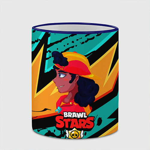 Кружка цветная Meg Brawl Stars girl / 3D-Синий кант – фото 2