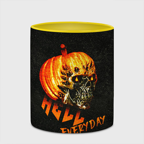 Кружка цветная Helloween череп тыква scull pumkin / 3D-Белый + желтый – фото 2