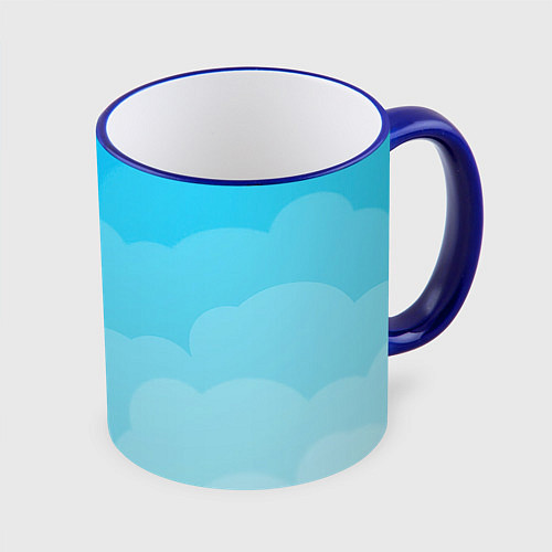 Кружка цветная Голубые облака / 3D-Синий кант – фото 1