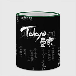 Кружка 3D Токио Надпись Иероглифы Япония Tokyo, цвет: 3D-зеленый кант — фото 2