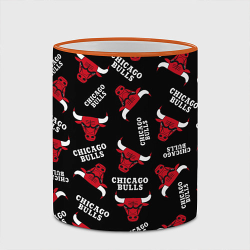 Кружка цветная CHICAGO BULLS БЫКИ УЗОР / 3D-Оранжевый кант – фото 2