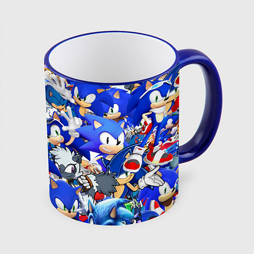 Кружка цветная SONIC СИНИЙ ЁЖ СОНИК / 3D-Синий кант – фото 1