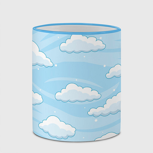 Кружка цветная Зимние облака / 3D-Небесно-голубой кант – фото 2