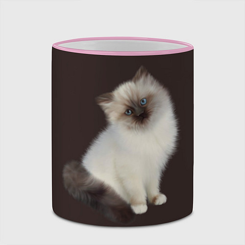 Кружка цветная Котенок Ми / 3D-Розовый кант – фото 2