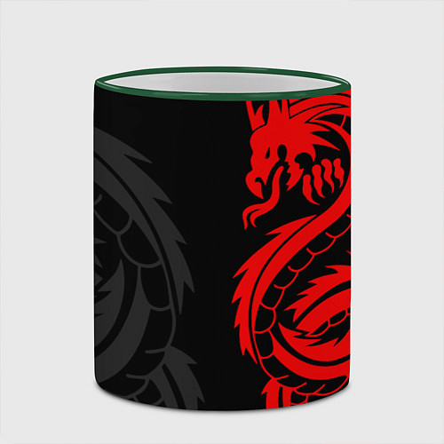 Кружка цветная КРАСНЫЙ ДРАКОН ТАТУ RED DRAGON TATTOO / 3D-Зеленый кант – фото 2